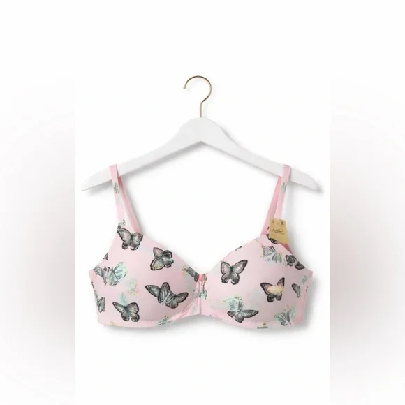 PINK Butterfly Push-Up Bra Cute Bralette Rosa Mariposa - Picture 2 of 8